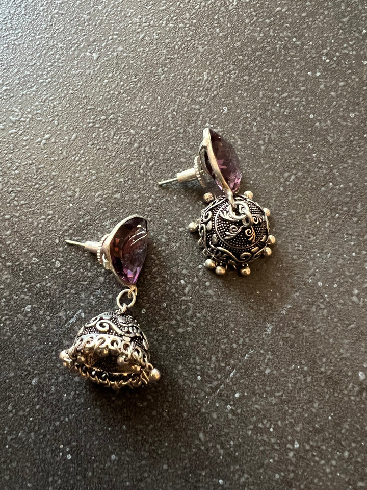 Vintage Charm: Designer Antique Stone Jhumkis (Premium Quality)