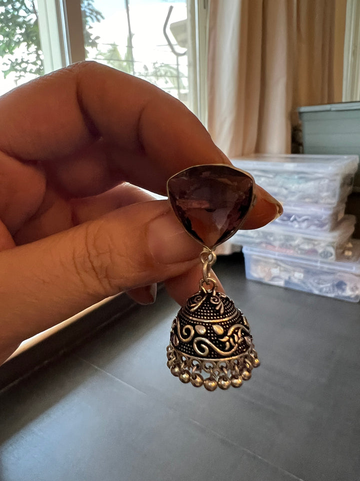 Vintage Charm: Designer Antique Stone Jhumkis (Premium Quality)
