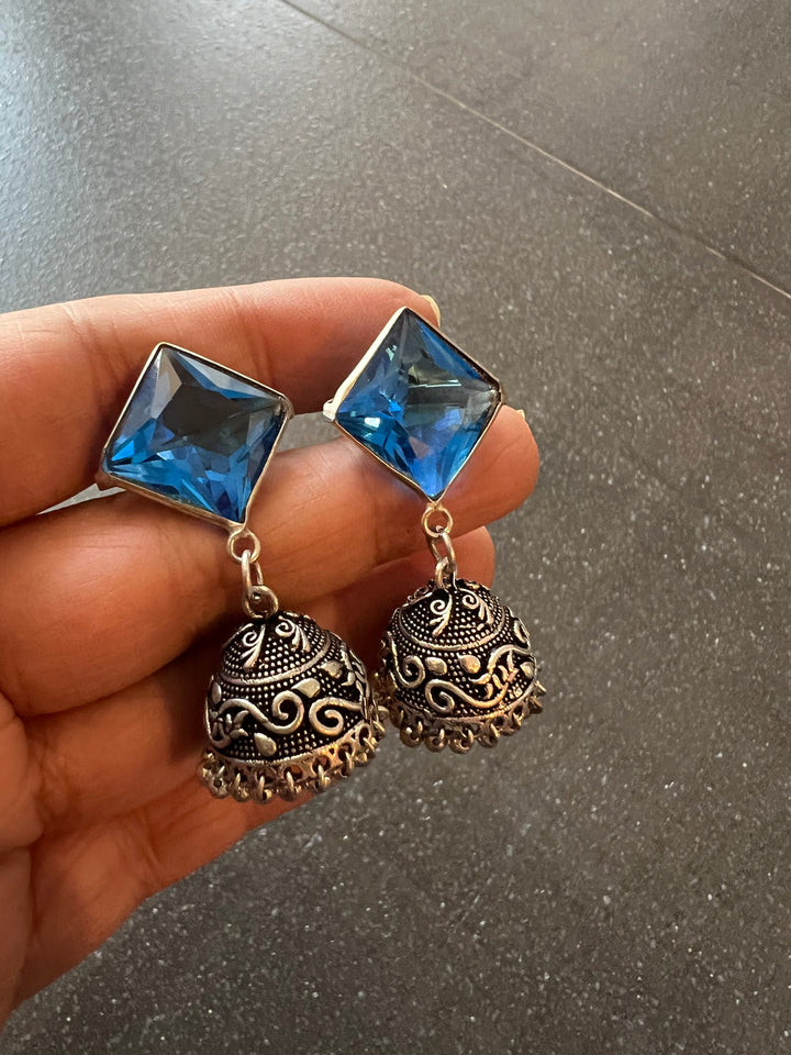 Vintage Charm: Designer Antique Stone Jhumkis (Premium Quality)