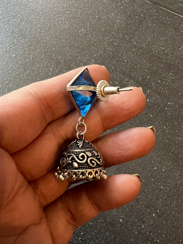 Vintage Charm: Designer Antique Stone Jhumkis (Premium Quality)