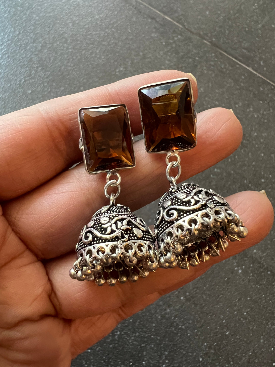 Vintage Charm: Designer Antique Stone Jhumkis (Premium Quality)