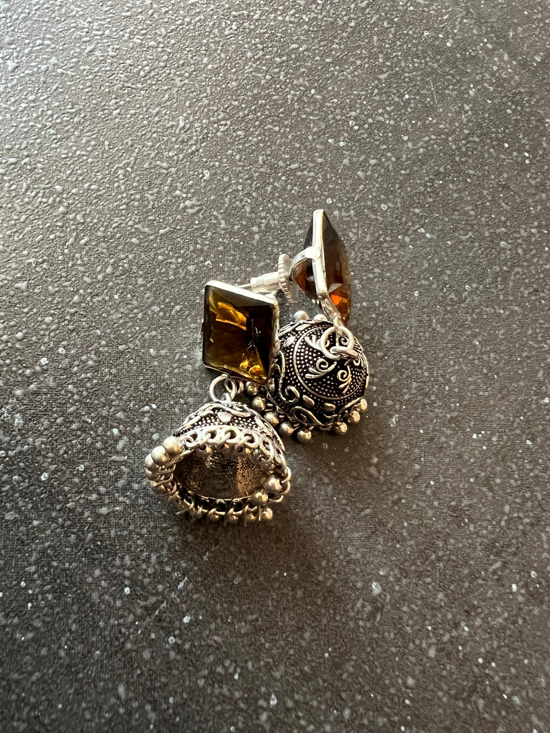 Vintage Charm: Designer Antique Stone Jhumkis (Premium Quality)