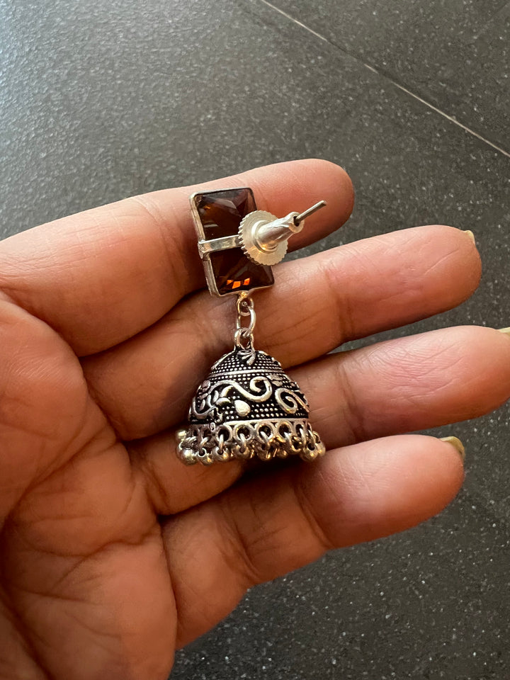 Vintage Charm: Designer Antique Stone Jhumkis (Premium Quality)