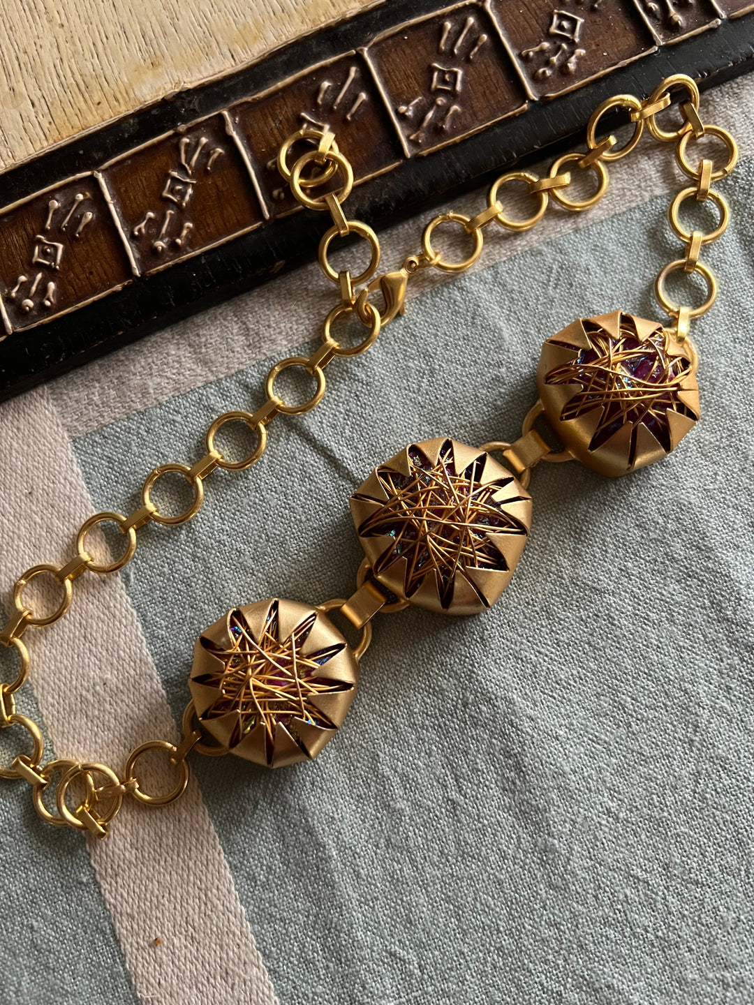 Handmade Choker| Adjustable Modern Gold Polish Necklace by SHIVKA