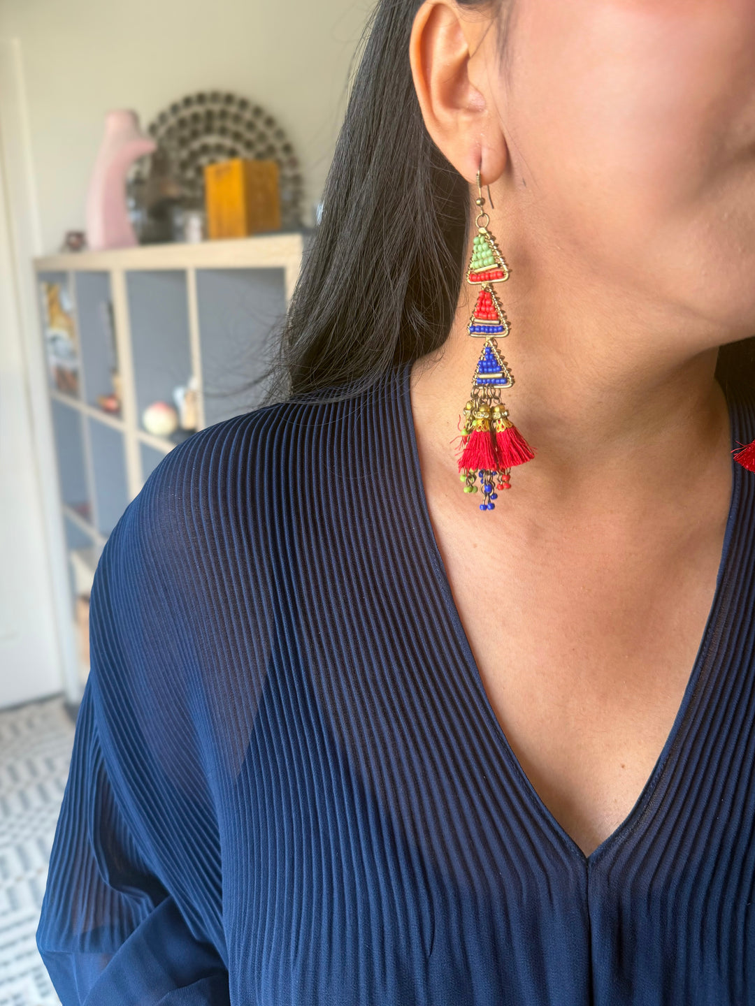 Beads and Silk Thread Earrings