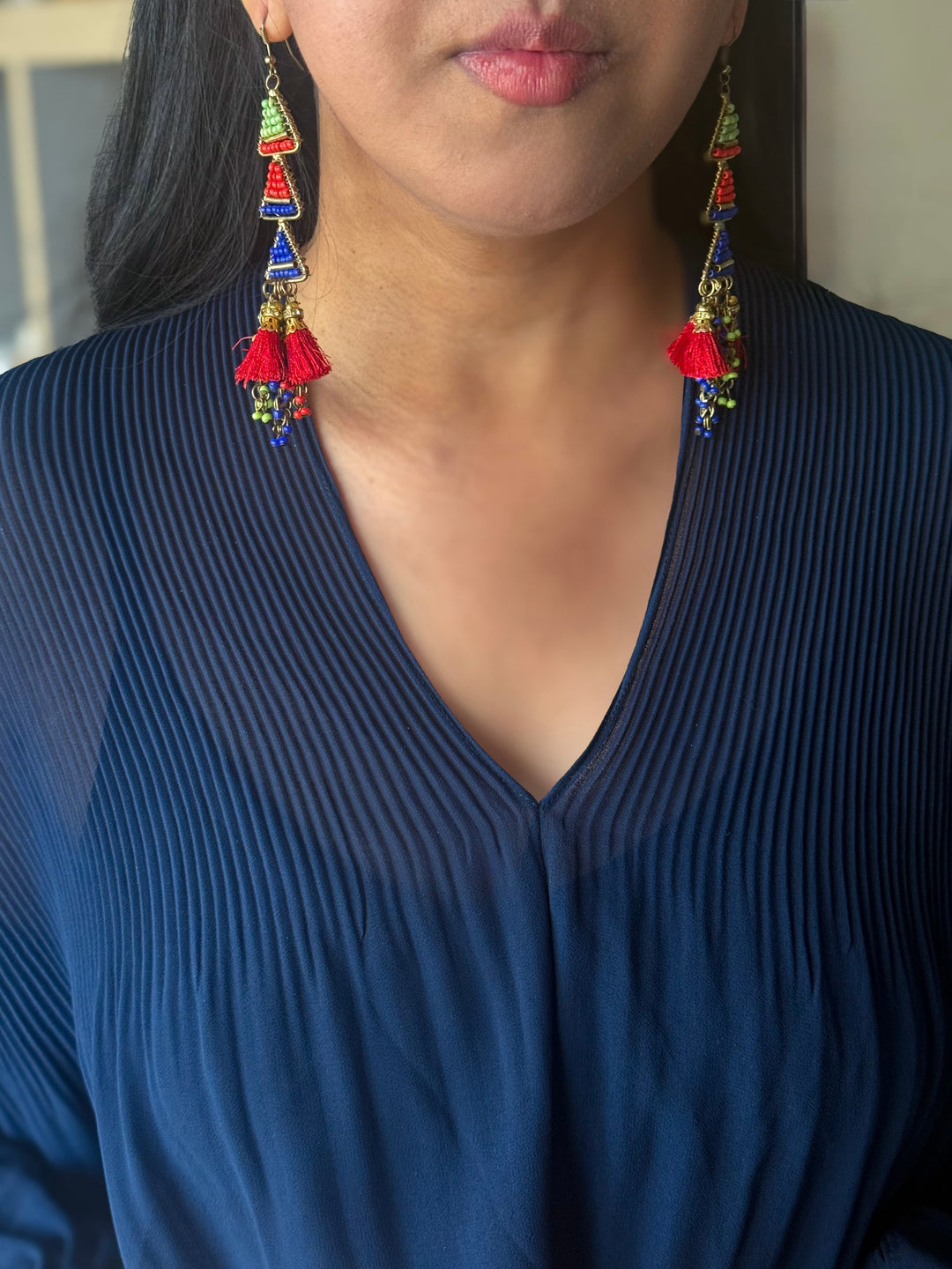 Beads and Silk Thread Earrings
