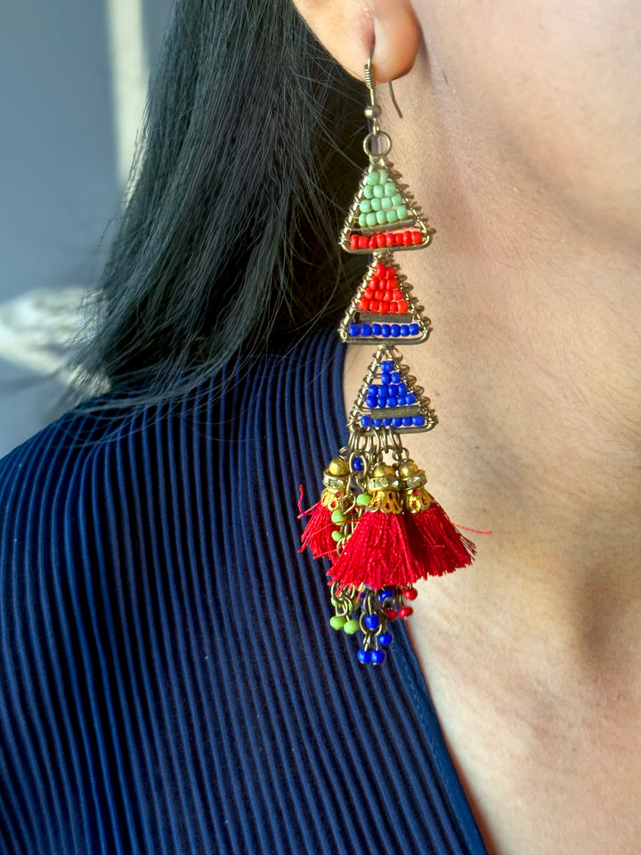 Beads and Silk Thread Earrings