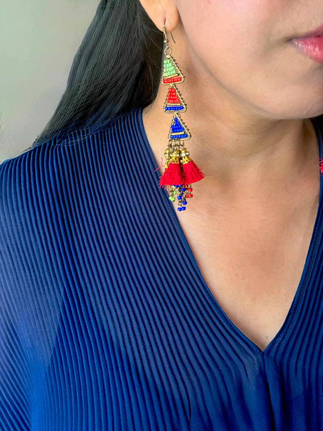 Beads and Silk Thread Earrings