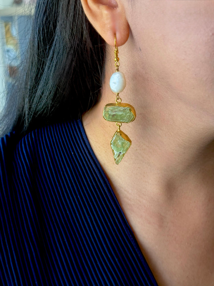 Asymmetric Raw Stone Danglers