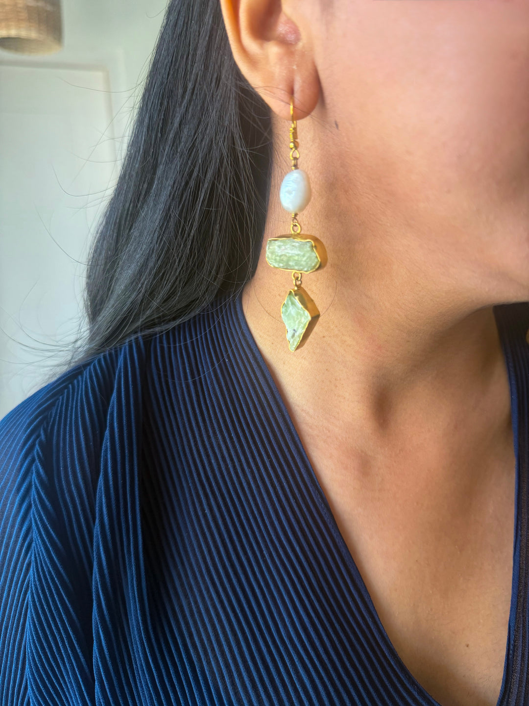 Asymmetric Raw Stone Danglers
