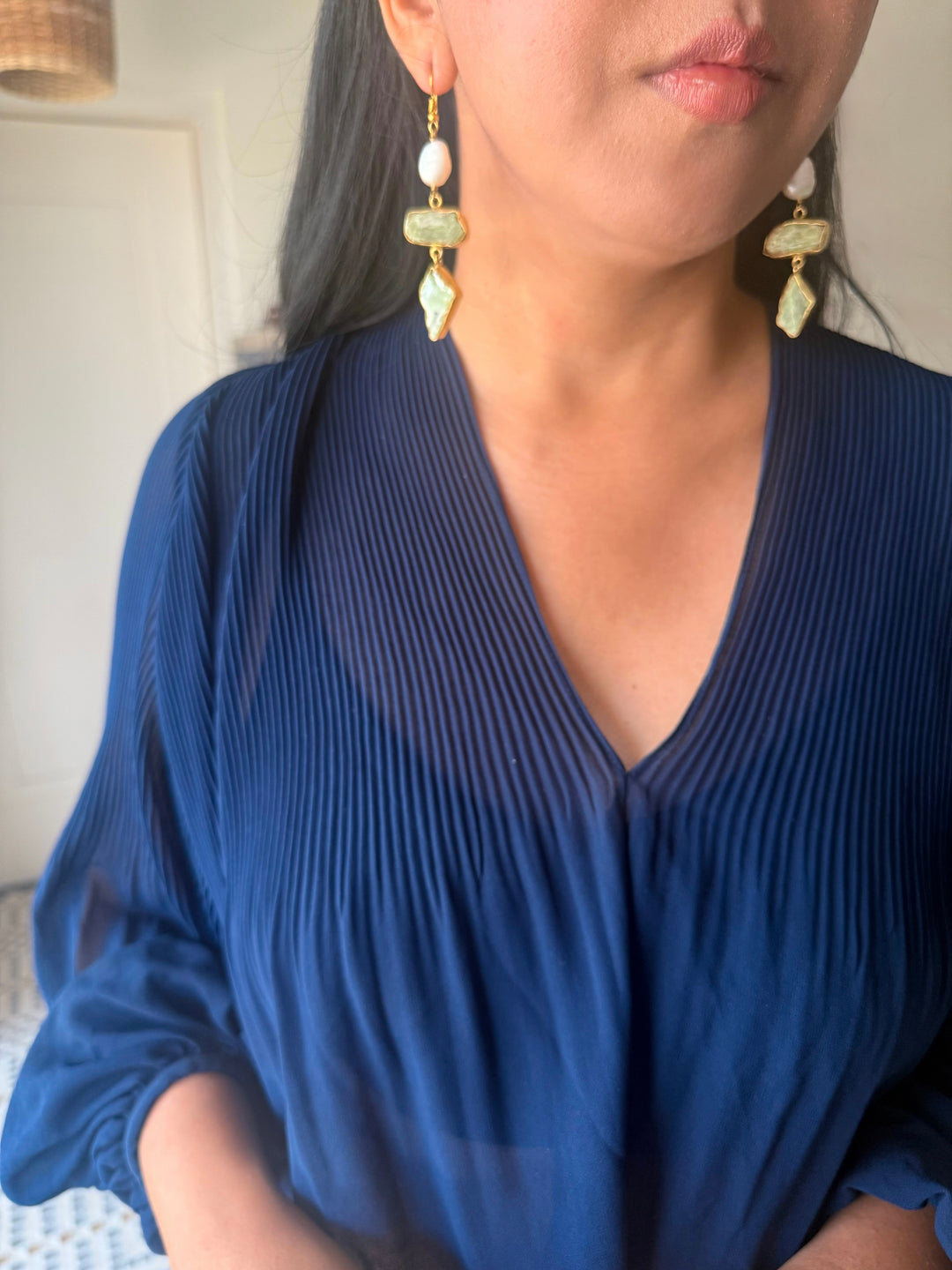 Asymmetric Raw Stone Danglers