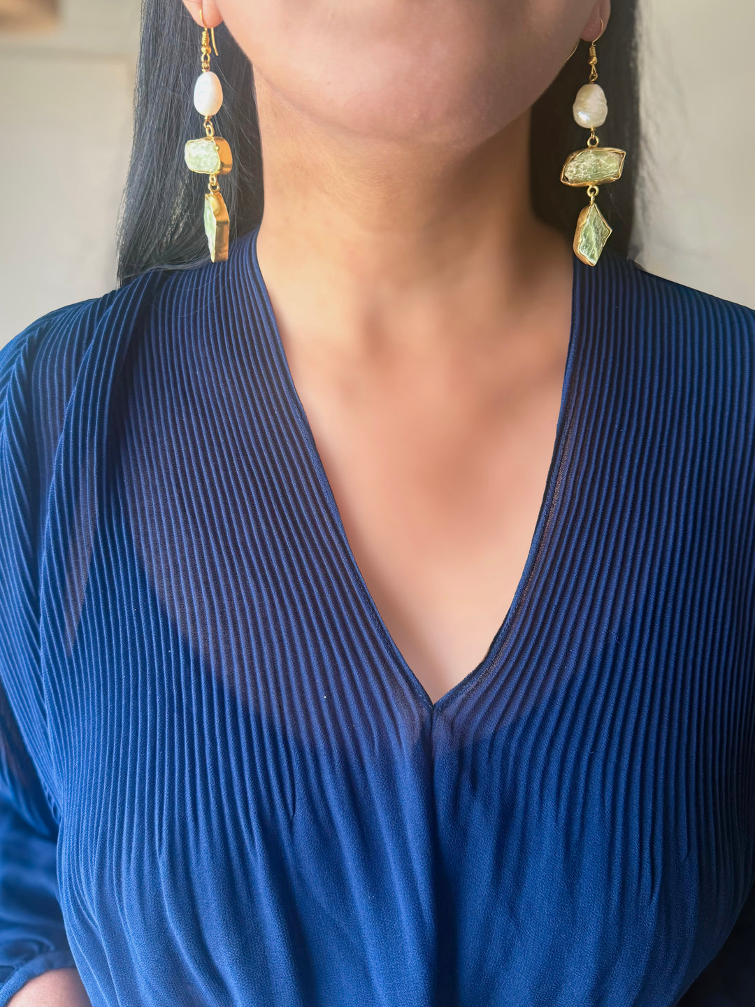 Asymmetric Raw Stone Danglers