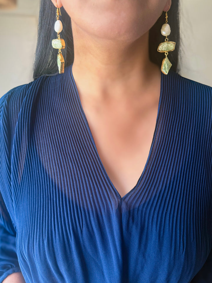 Asymmetric Raw Stone Danglers