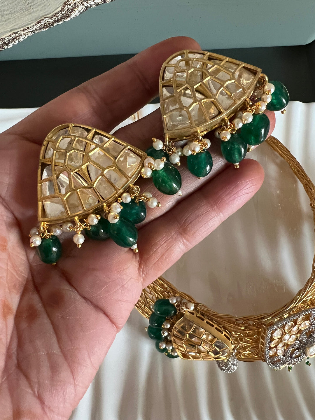 Elegant Gold-Plated Statement Choker Necklace Set with Premium Pearls & CZ Stones