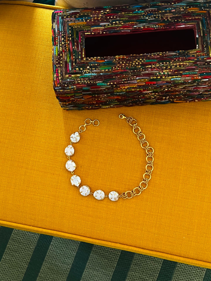 Handmade Necklace with Natural Baroque Pearls | Adjustable Gold Polish Short Necklace by SHIVKA