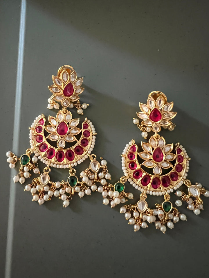 Beautiful Pearl and Kundan Chandbalis - Premium Quality, Exquisite Craftsmanship