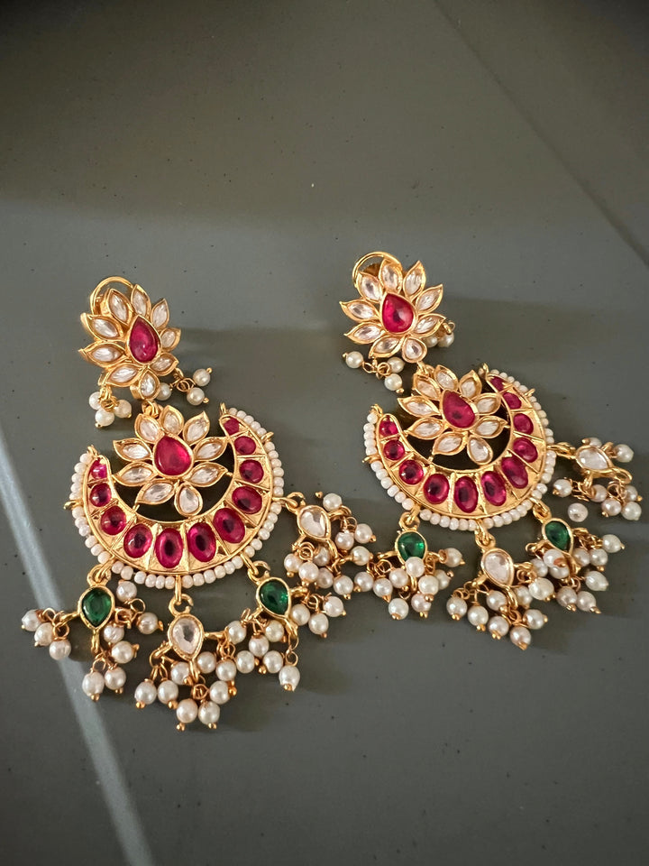 Beautiful Pearl and Kundan Chandbalis - Premium Quality, Exquisite Craftsmanship