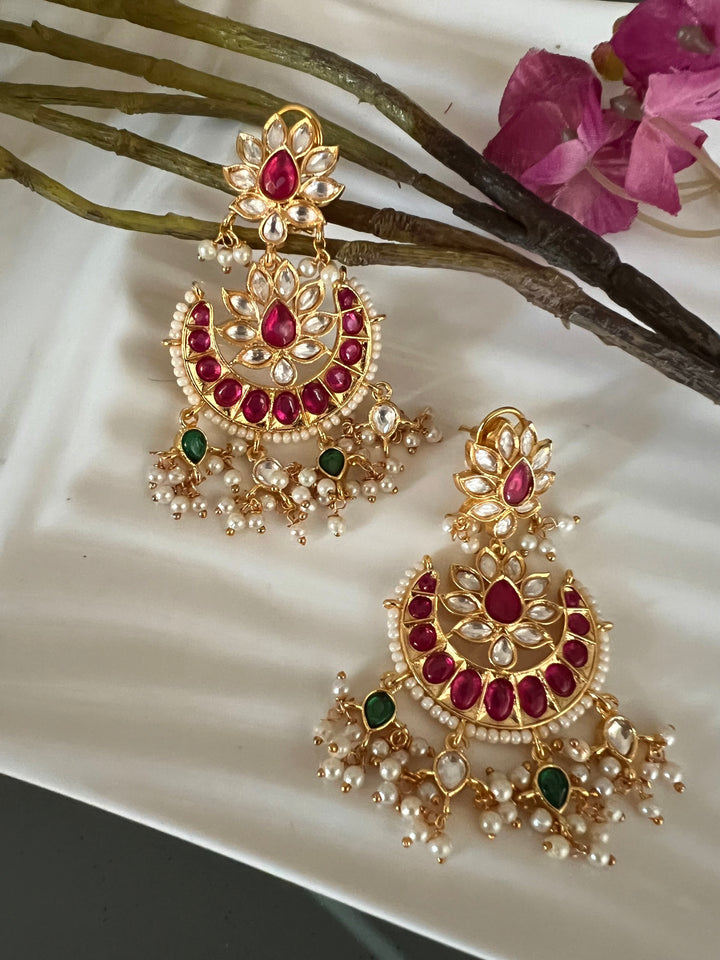 Beautiful Pearl and Kundan Chandbalis - Premium Quality, Exquisite Craftsmanship