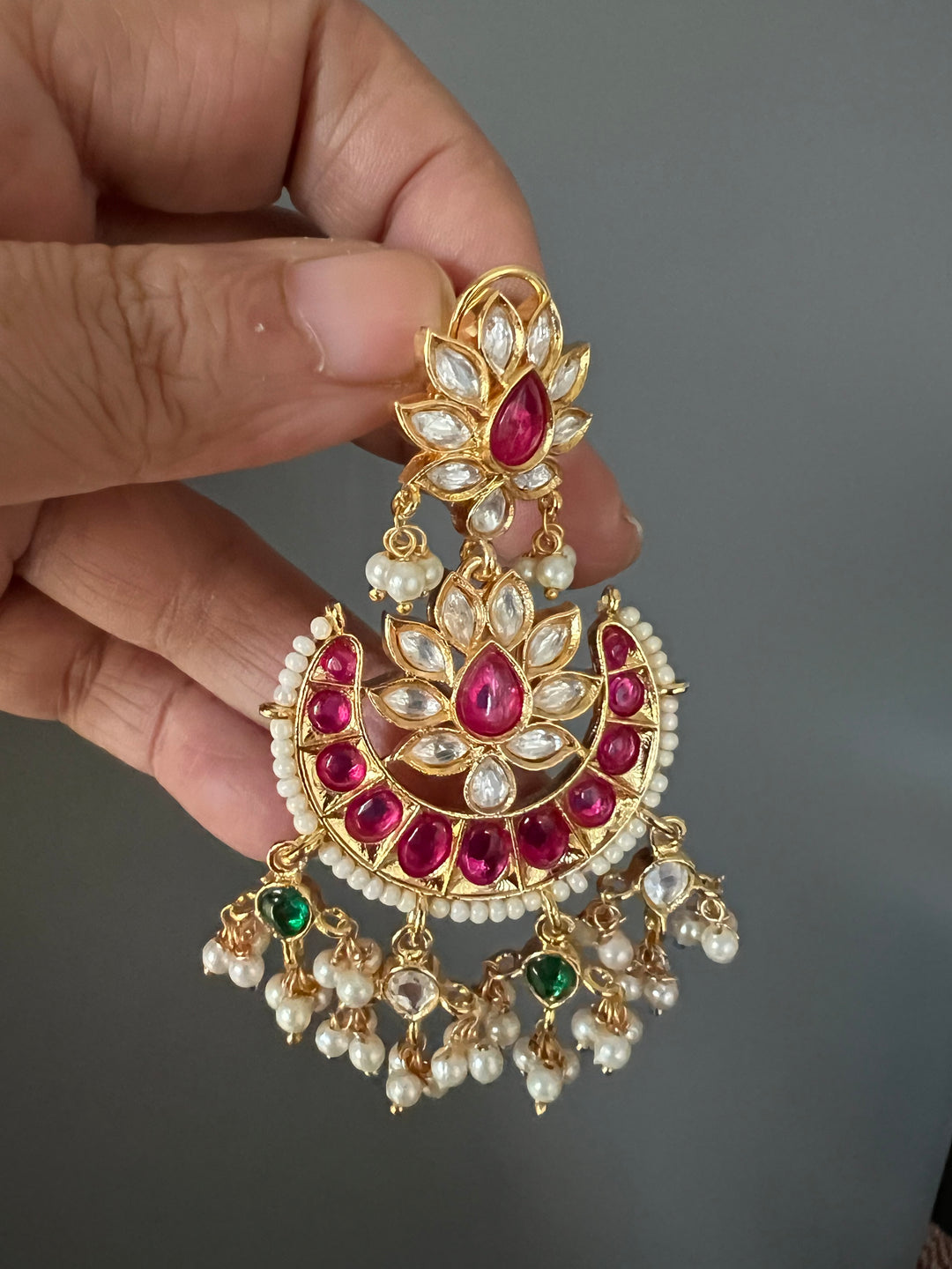 Beautiful Pearl and Kundan Chandbalis - Premium Quality, Exquisite Craftsmanship