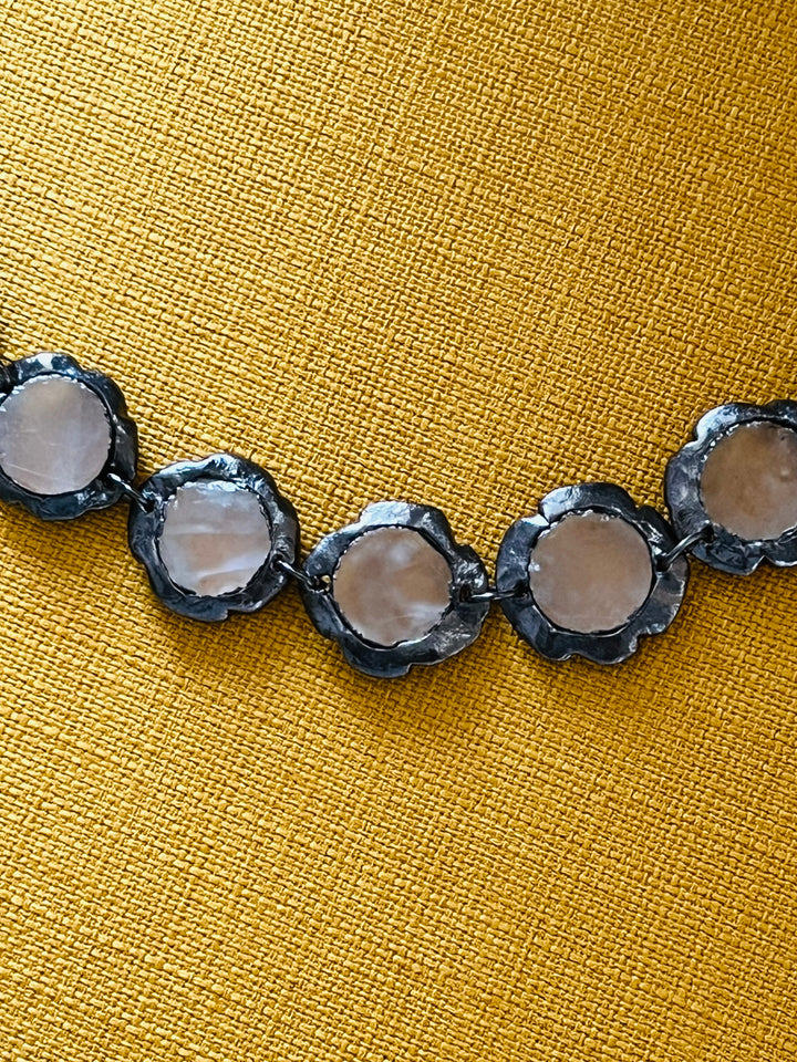 Handmade Necklace with Natural Gemstones | Adjustable Rhodium Polish Short Necklace by SHIVKA