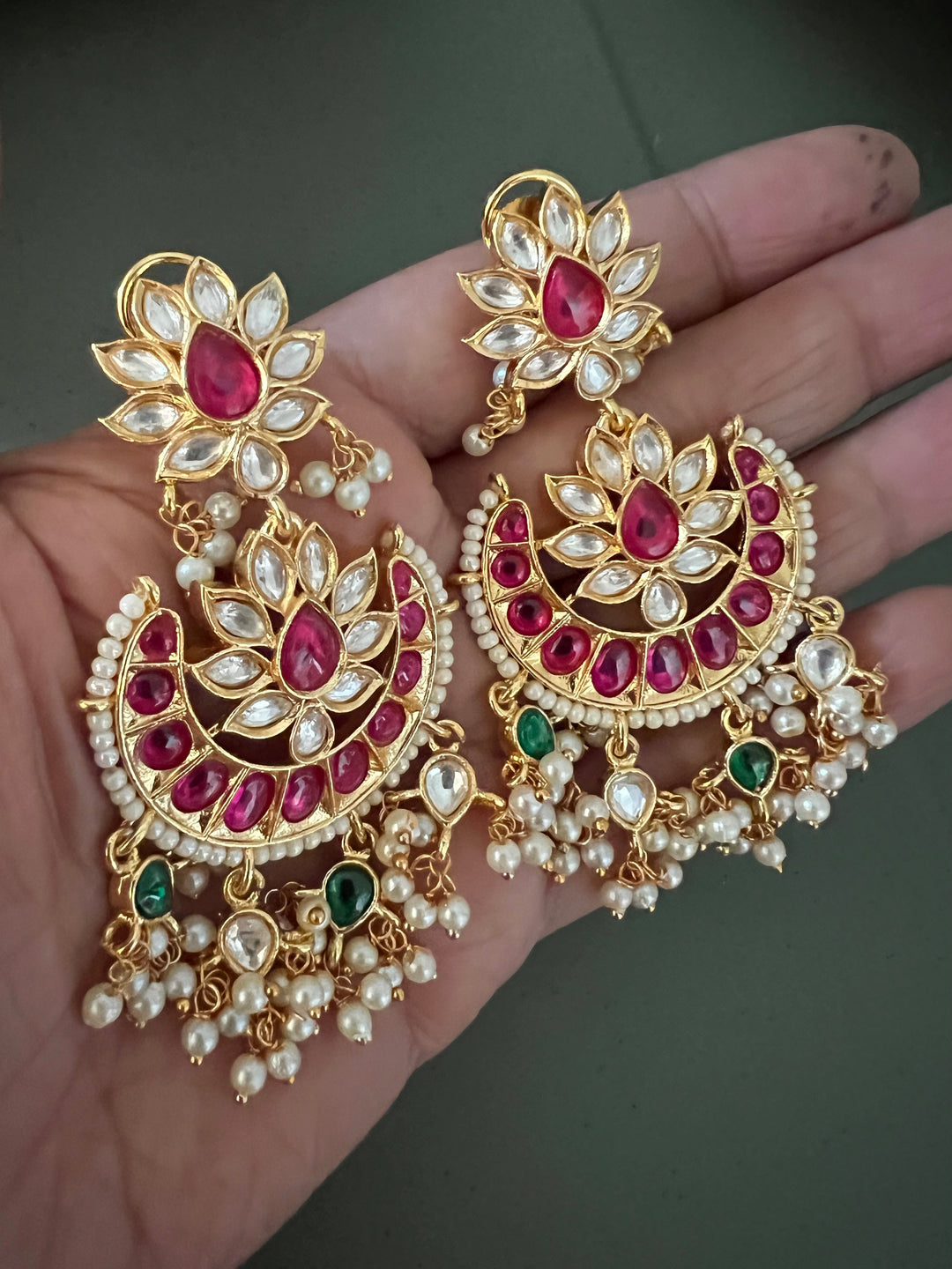Beautiful Pearl and Kundan Chandbalis - Premium Quality, Exquisite Craftsmanship