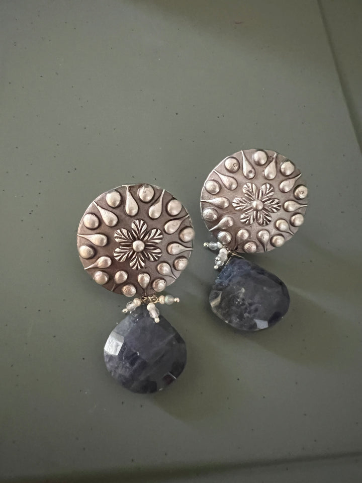 Antique Iolite Drop Earrings - Premium Quality, Exquisite Craftsmanship