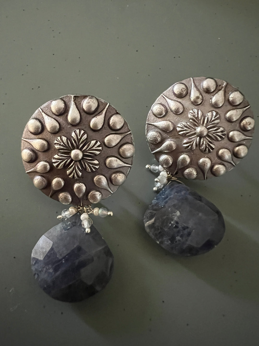 Antique Iolite Drop Earrings - Premium Quality, Exquisite Craftsmanship