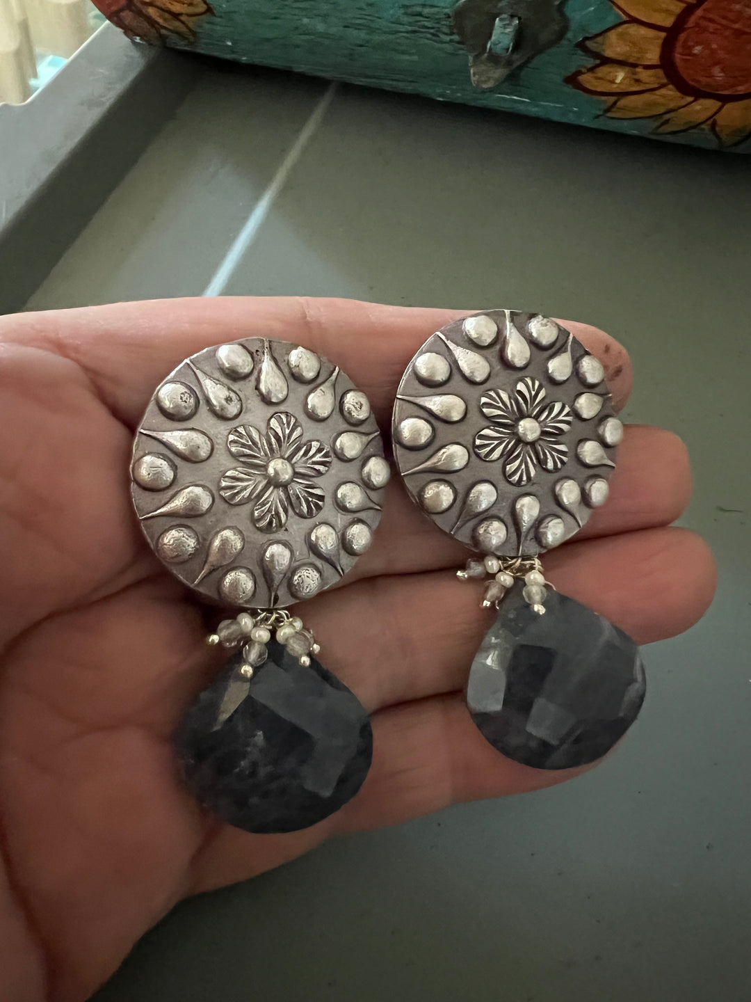 Antique Iolite Drop Earrings - Premium Quality, Exquisite Craftsmanship