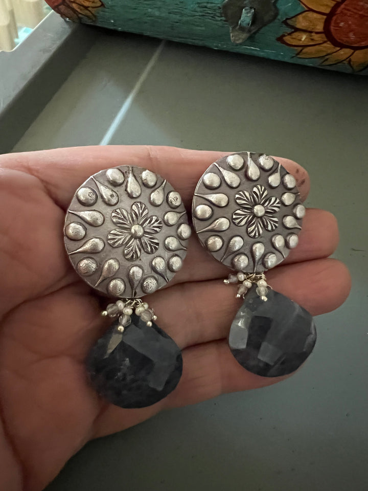 Antique Iolite Drop Earrings - Premium Quality, Exquisite Craftsmanship