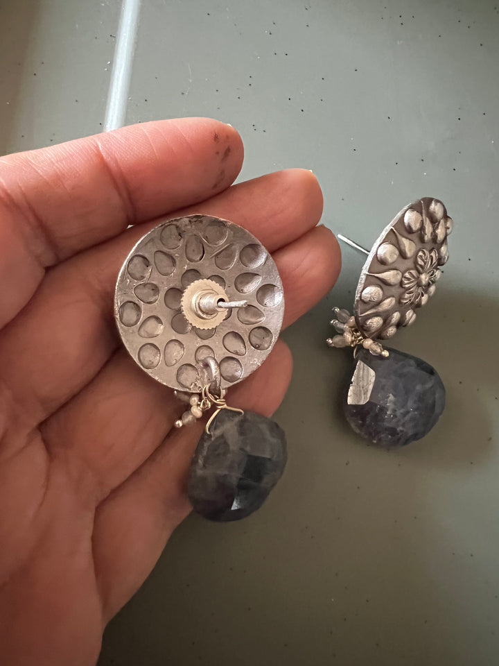 Antique Iolite Drop Earrings - Premium Quality, Exquisite Craftsmanship