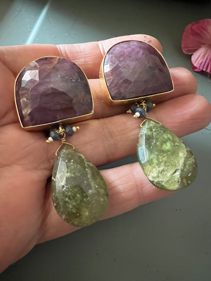 Vasonite Drop Natural Ruby Studs - Premium Quality, Exquisite Craftsmanship