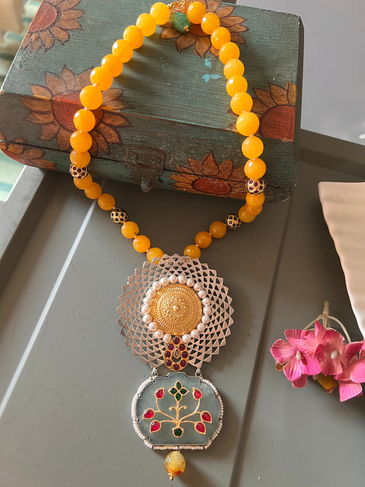 Exquisite Silver Handcrafted Fusion Pendant Necklace - Elevate Your Elegance