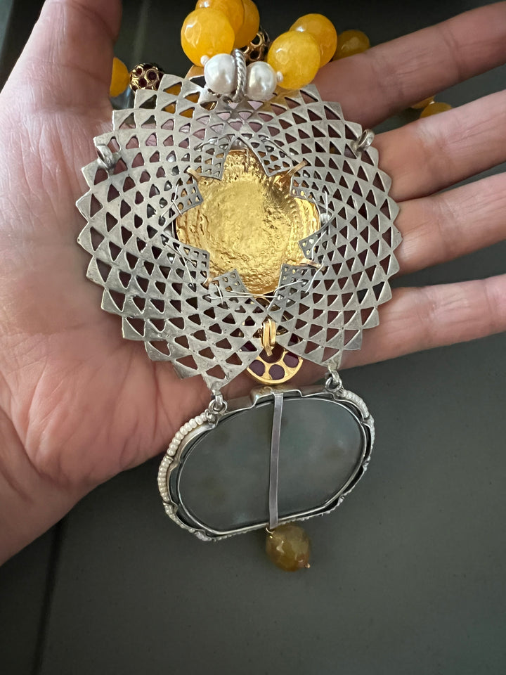 Exquisite Silver Handcrafted Fusion Pendant Necklace - Elevate Your Elegance