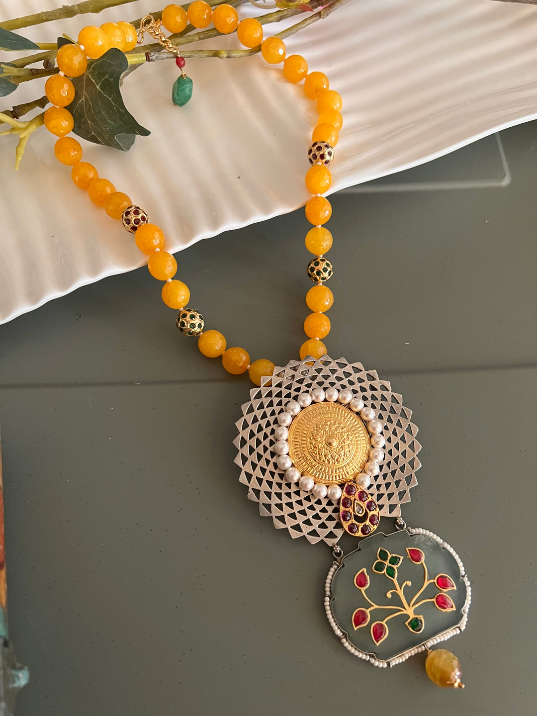 Exquisite Silver Handcrafted Fusion Pendant Necklace - Elevate Your Elegance