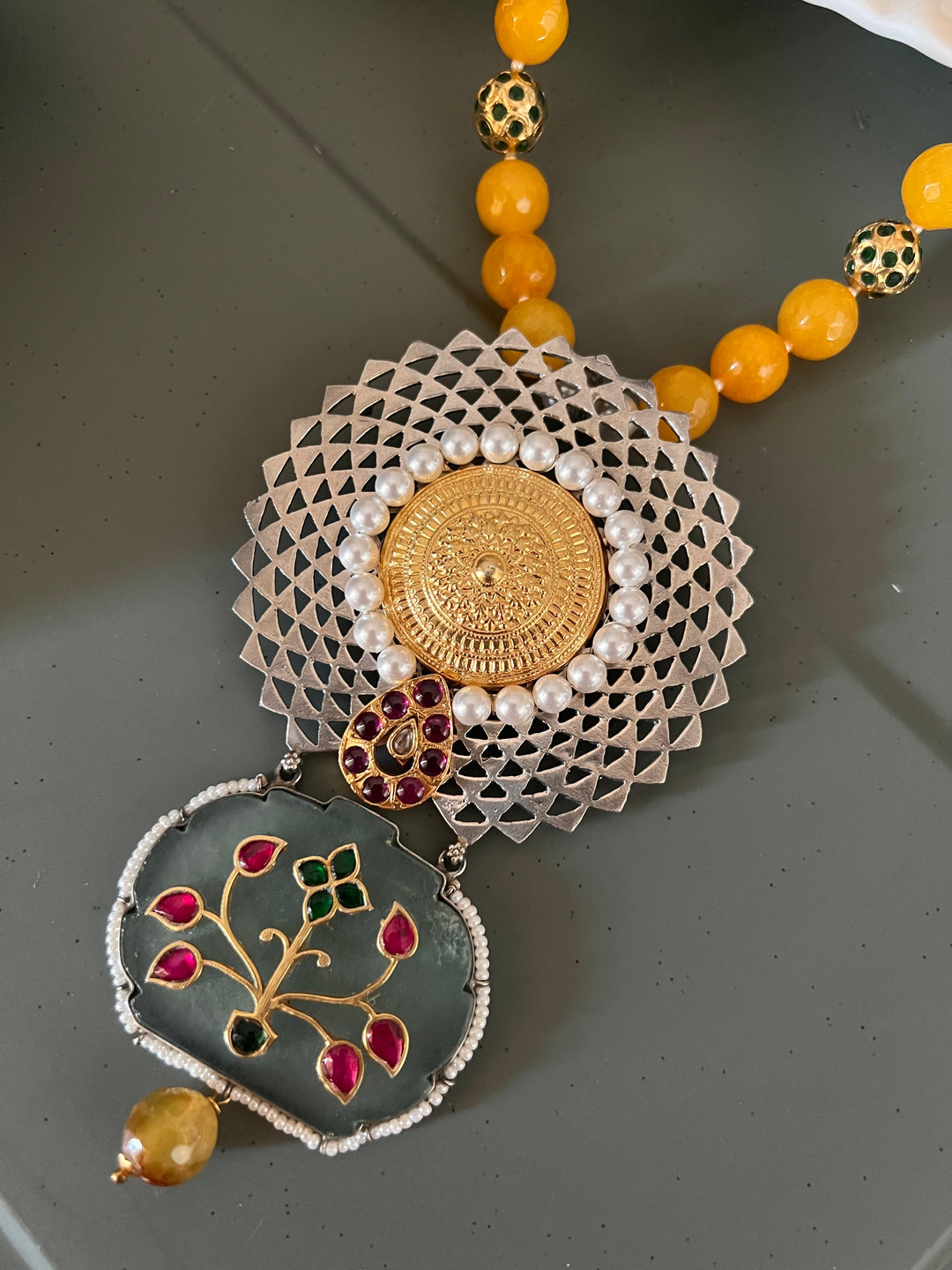 Exquisite Silver Handcrafted Fusion Pendant Necklace - Elevate Your Elegance