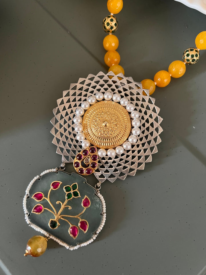 Exquisite Silver Handcrafted Fusion Pendant Necklace - Elevate Your Elegance