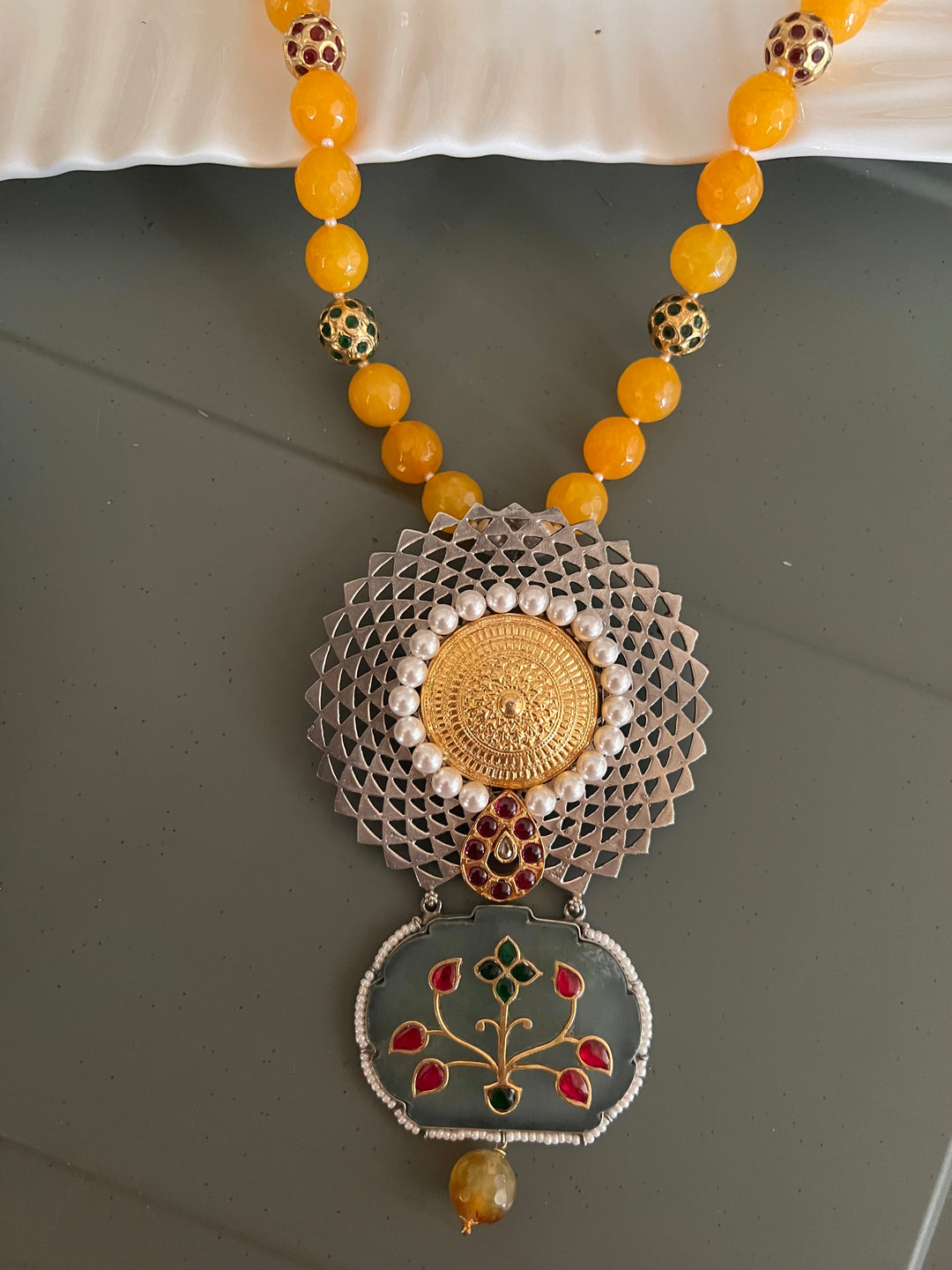 Exquisite Silver Handcrafted Fusion Pendant Necklace - Elevate Your Elegance