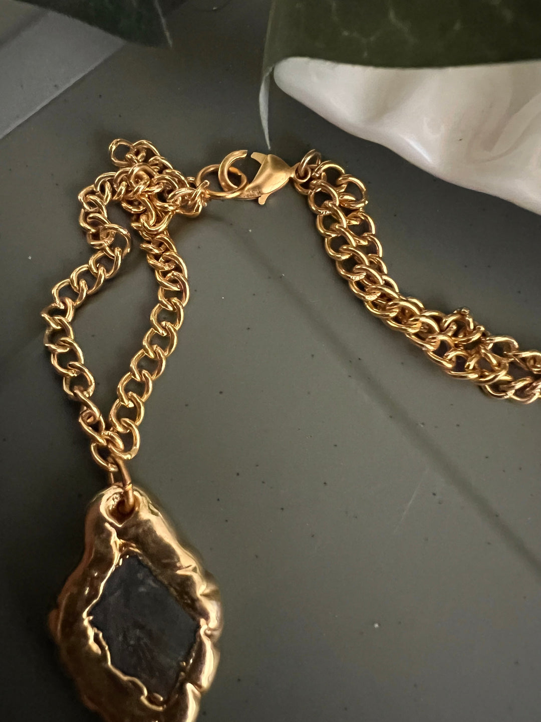 Statement Gold Embedded Labradorite Necklace