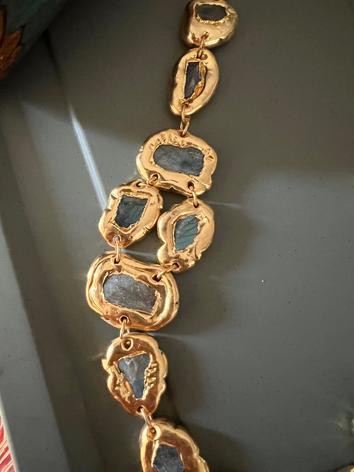 Statement Gold Embedded Labradorite Necklace