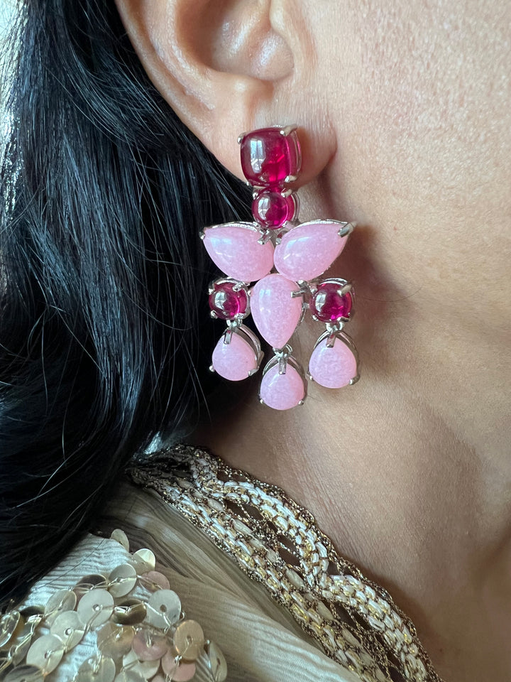 Designer Doublet Stone Earrings with Silver Polish - Premium Quality