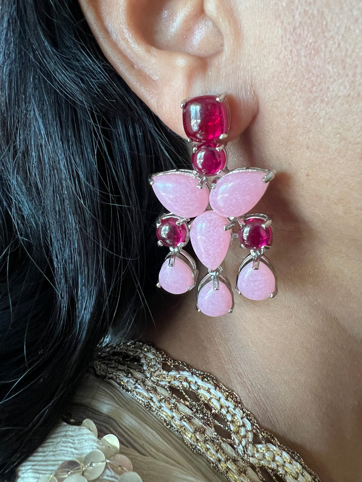 Designer Doublet Stone Earrings with Silver Polish - Premium Quality