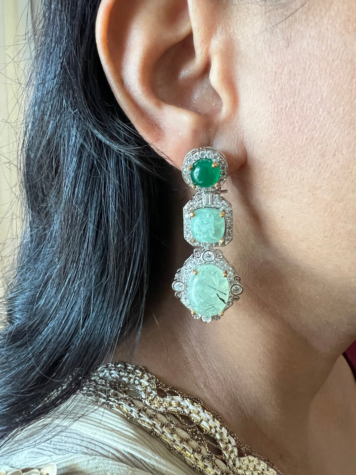 Designer Doublet Stone Earrings with Silver Polish - Premium Quality