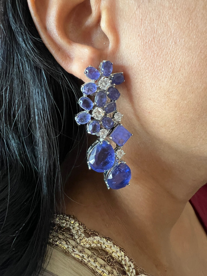 Designer Doublet Stone Earrings with Silver Polish - Premium Quality