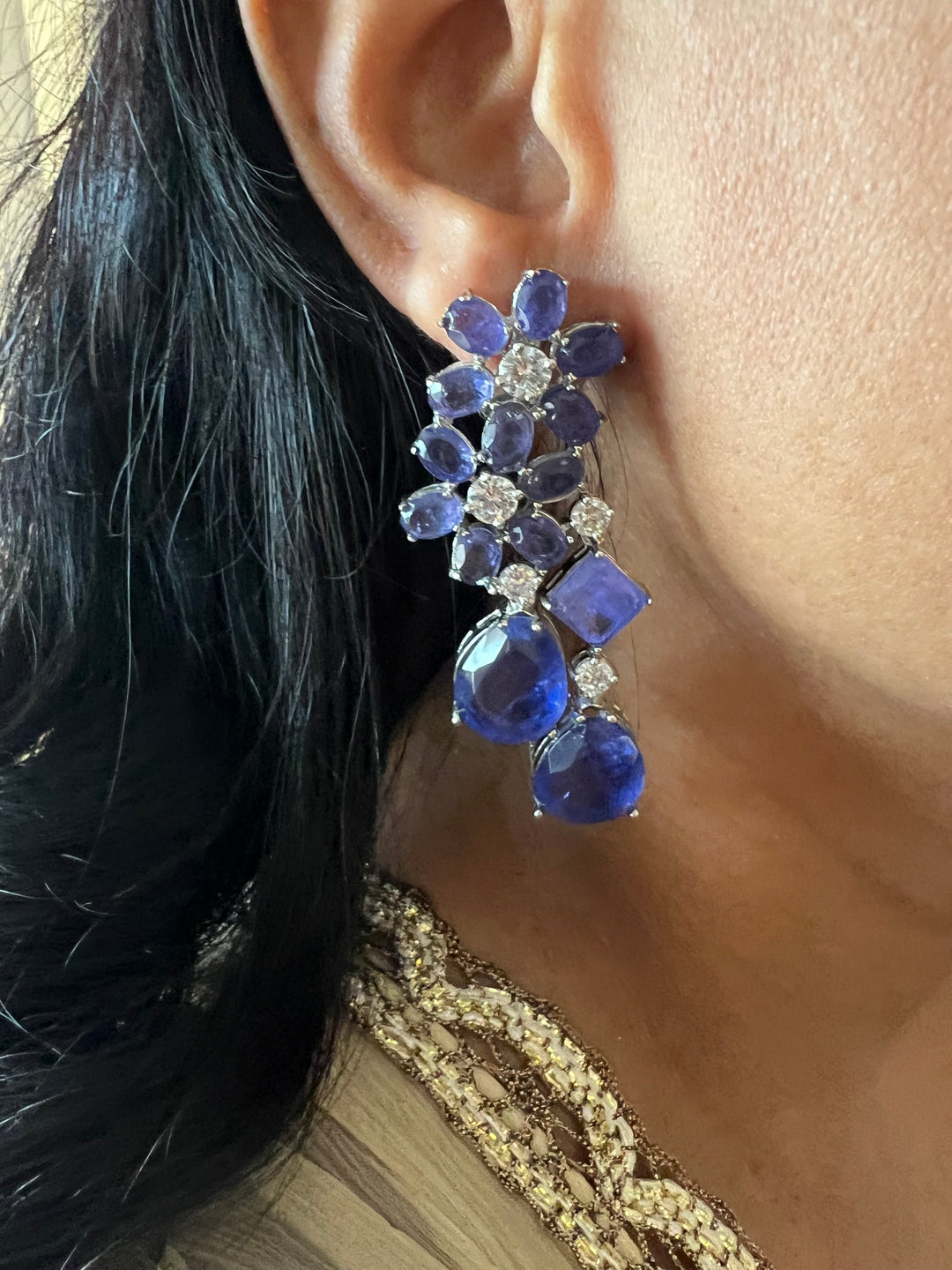 Designer Doublet Stone Earrings with Silver Polish - Premium Quality