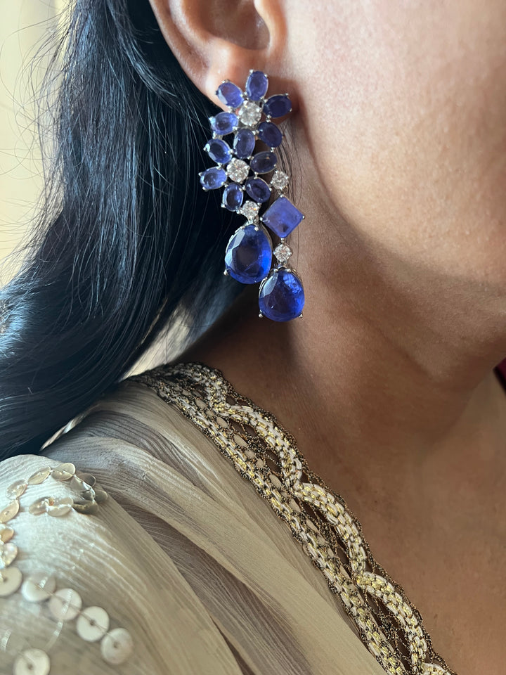 Designer Doublet Stone Earrings with Silver Polish - Premium Quality