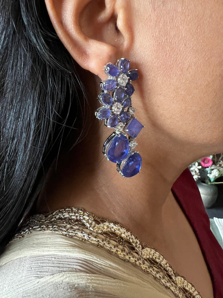 Designer Doublet Stone Earrings with Silver Polish - Premium Quality