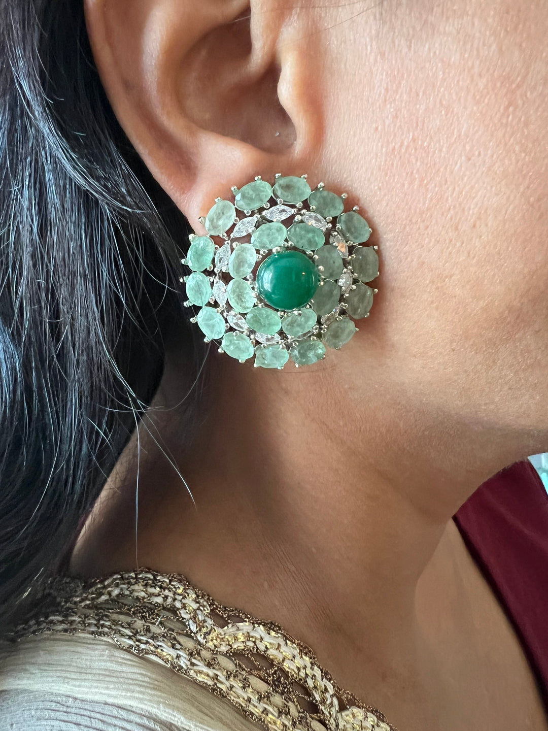 Designer Doublet Stone Earrings with Silver Polish - Premium Quality