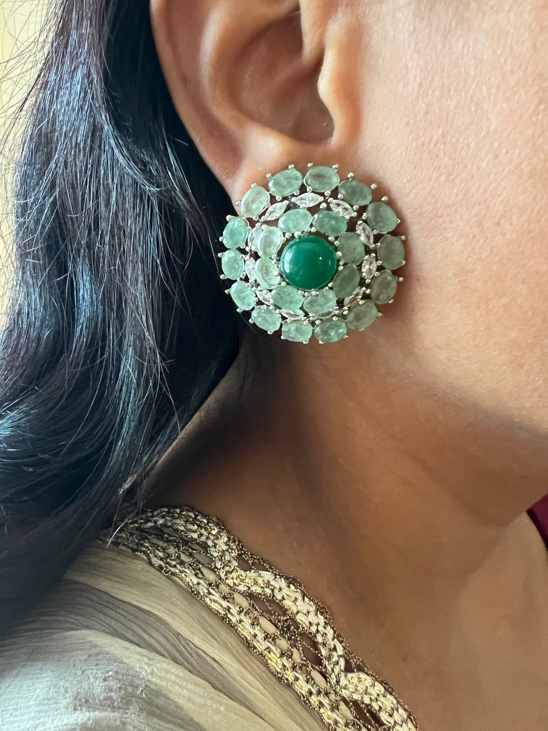 Designer Doublet Stone Earrings with Silver Polish - Premium Quality