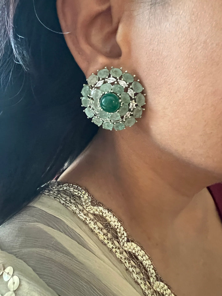 Designer Doublet Stone Earrings with Silver Polish - Premium Quality