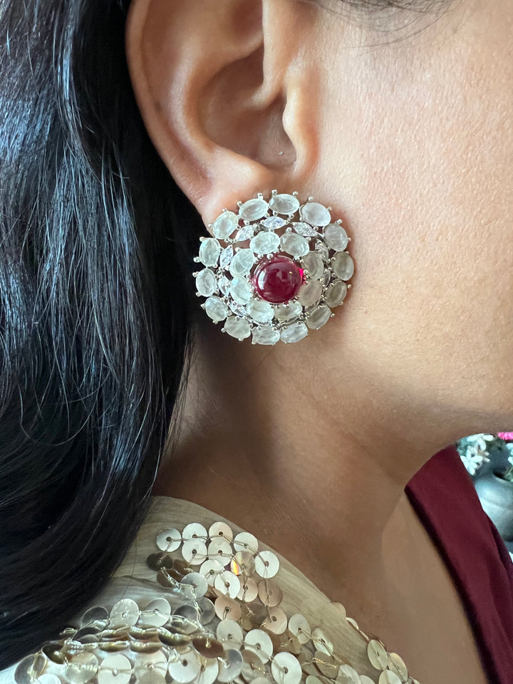 Designer Doublet Stone Earrings with Silver Polish - Premium Quality